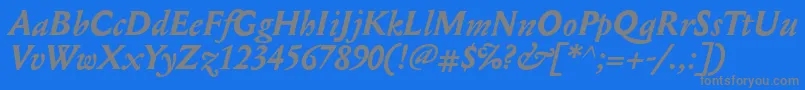 Czcionka MediaevalBolditalic – szare czcionki na niebieskim tle