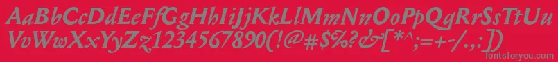 Czcionka MediaevalBolditalic – szare czcionki na czerwonym tle