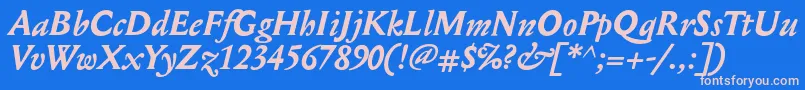 MediaevalBolditalic Font – Pink Fonts on Blue Background
