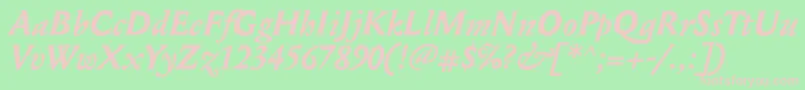 MediaevalBolditalic Font – Pink Fonts on Green Background