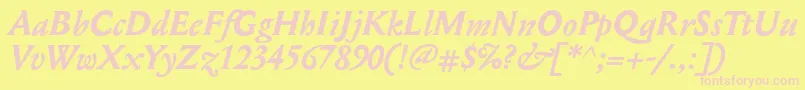 MediaevalBolditalic Font – Pink Fonts on Yellow Background