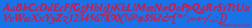 フォントMediaevalBolditalic – 赤い文字の青い背景