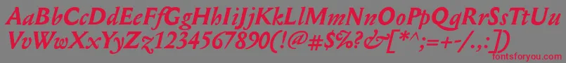 MediaevalBolditalic Font – Red Fonts on Gray Background