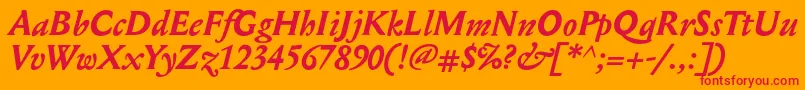 フォントMediaevalBolditalic – オレンジの背景に赤い文字