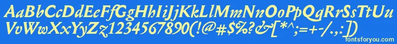 MediaevalBolditalic Font – Yellow Fonts on Blue Background