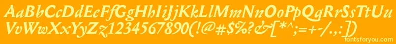 Więcej informacji o czcionce MediaevalBolditalic Czcionka MediaevalBolditalic – żółte czcionki na pomarańczowym tle
