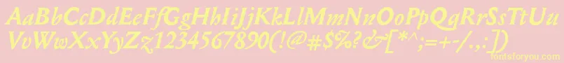 MediaevalBolditalic Font – Yellow Fonts on Pink Background