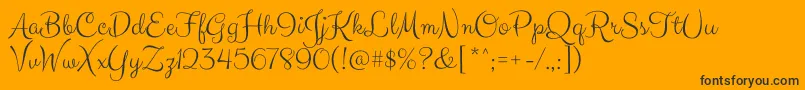 Fonte ClickerscriptRegular – fontes pretas em um fundo laranja