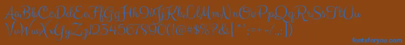 ClickerscriptRegular Font – Blue Fonts on Brown Background