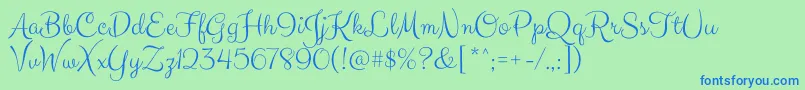 ClickerscriptRegular Font – Blue Fonts on Green Background