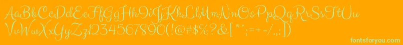 ClickerscriptRegular-Schriftart – Grüne Schriften auf orangefarbenem Hintergrund