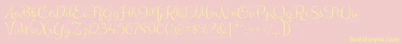 ClickerscriptRegular-Schriftart – Gelbe Schriften auf rosa Hintergrund