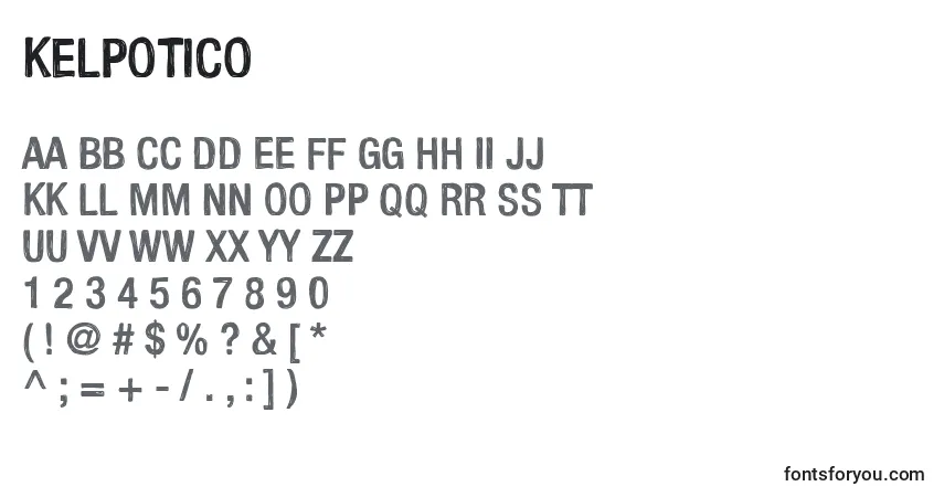 Schriftart Kelpotico – Alphabet, Zahlen, spezielle Symbole