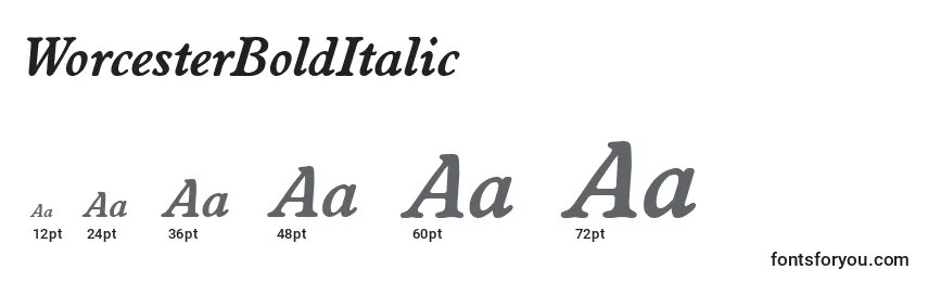 WorcesterBoldItalic Font Sizes
