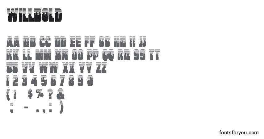 A fonte WillBold – alfabeto, números, caracteres especiais