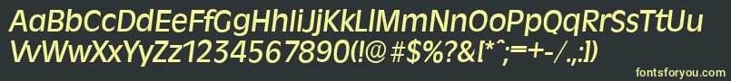 Fonte RavennaserialMediumItalic – fontes amarelas em um fundo preto