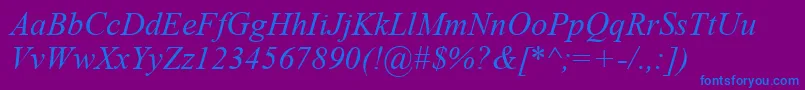 Timeski-Schriftart – Blaue Schriften auf violettem Hintergrund