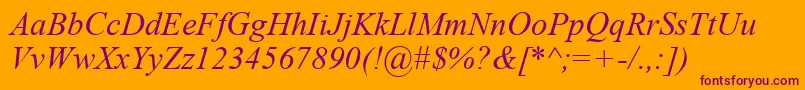 Timeski-Schriftart – Violette Schriften auf orangefarbenem Hintergrund