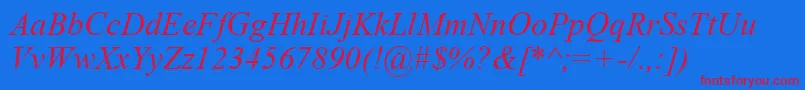 Timeski Font – Red Fonts on Blue Background