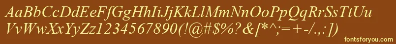 Timeski-fontti – keltaiset fontit ruskealla taustalla