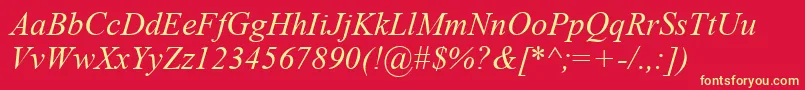 Timeski Font – Yellow Fonts on Red Background