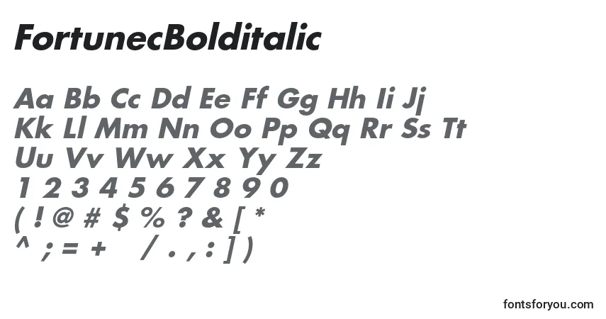 Schriftart FortunecBolditalic – Alphabet, Zahlen, spezielle Symbole