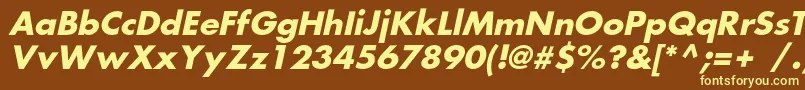 FortunecBolditalic-fontti – keltaiset fontit ruskealla taustalla