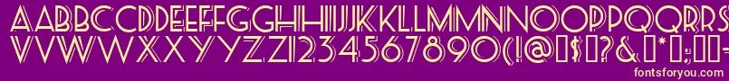 Posteretro-Schriftart – Gelbe Schriften auf violettem Hintergrund