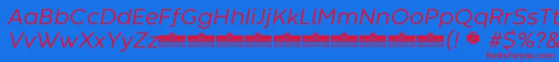 CodecWarmNewsItalicTrial-Schriftart – Rote Schriften auf blauem Hintergrund