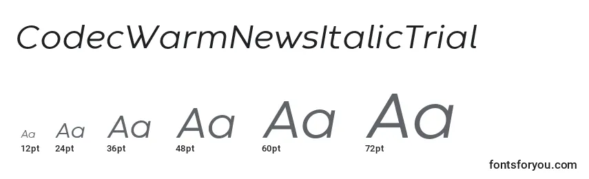 CodecWarmNewsItalicTrial Font Sizes