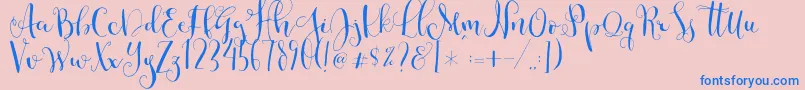 Cestlaisabellyalt-Schriftart – Blaue Schriften auf rosa Hintergrund