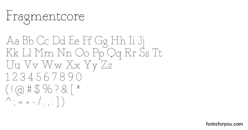 Шрифт Fragmentcore – алфавит, цифры, специальные символы