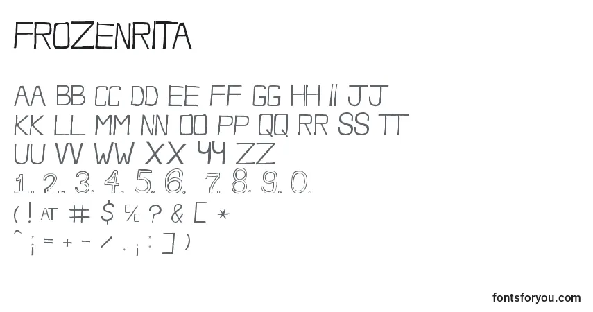 Schriftart Frozenrita – Alphabet, Zahlen, spezielle Symbole
