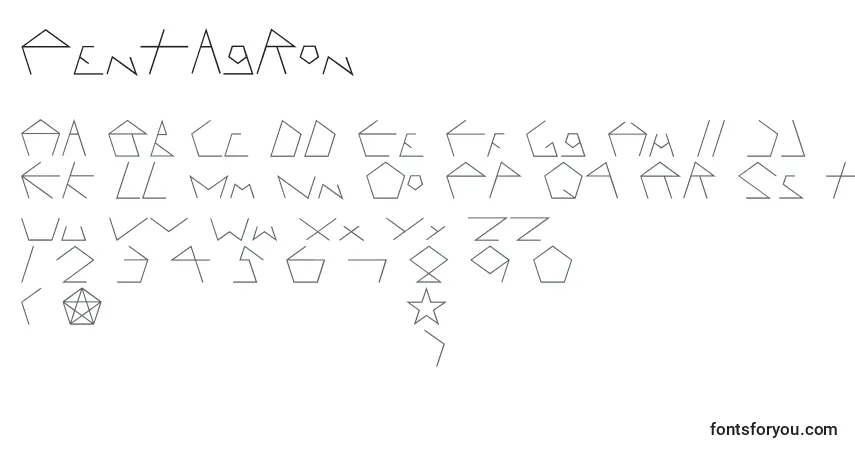 Schriftart Pentagron (67599) – Alphabet, Zahlen, spezielle Symbole
