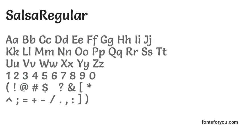 SalsaRegular font – alphabet, numbers, special characters