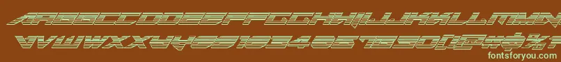 フォントTarrgetchromeital – 緑色の文字が茶色の背景にあります。
