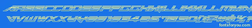 Tarrgetchromeital-Schriftart – Gelbe Schriften auf blauem Hintergrund