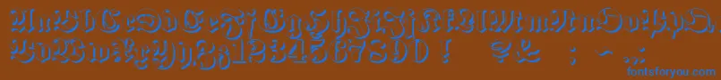 ProclamateEmbossedHeavy-Schriftart – Blaue Schriften auf braunem Hintergrund