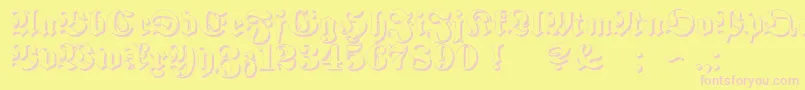 ProclamateEmbossedHeavy-Schriftart – Rosa Schriften auf gelbem Hintergrund