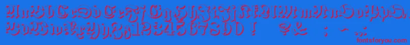 ProclamateEmbossedHeavy-Schriftart – Rote Schriften auf blauem Hintergrund