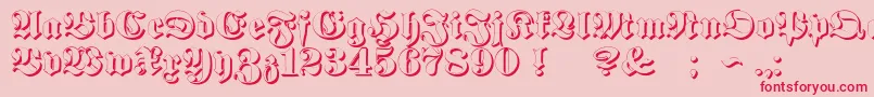 ProclamateEmbossedHeavy-Schriftart – Rote Schriften auf rosa Hintergrund