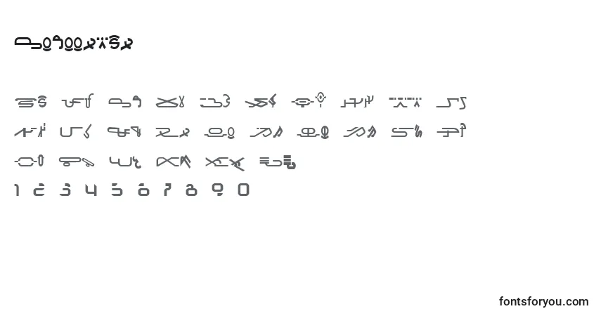 Czcionka Cocoonian – alfabet, cyfry, specjalne znaki