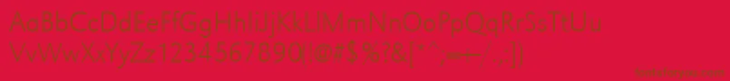 Urwgrotesktextlignar-Schriftart – Braune Schriften auf rotem Hintergrund