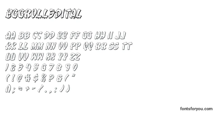 Czcionka Eggroll3Dital – alfabet, cyfry, specjalne znaki