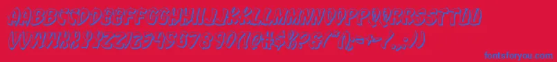 Eggroll3Dital-Schriftart – Blaue Schriften auf rotem Hintergrund