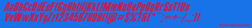 CompactWdItalic Font – Red Fonts on Blue Background