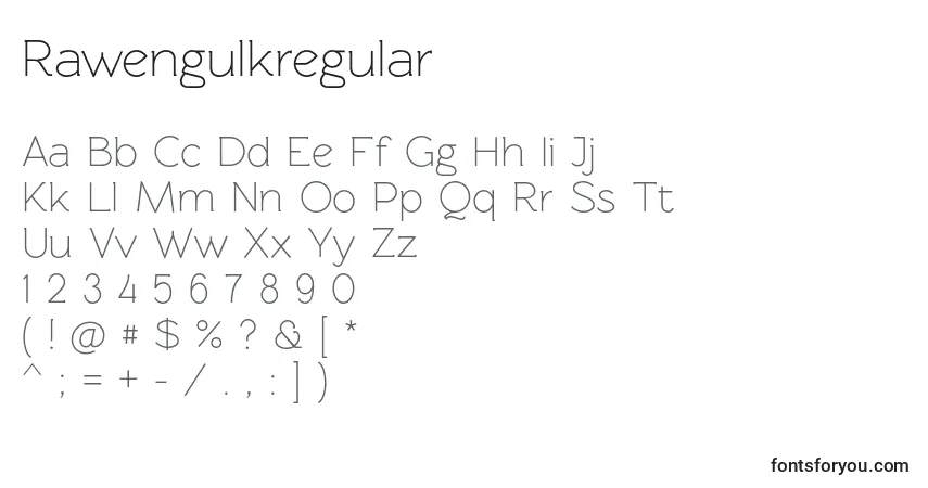 Schriftart Rawengulkregular – Alphabet, Zahlen, spezielle Symbole