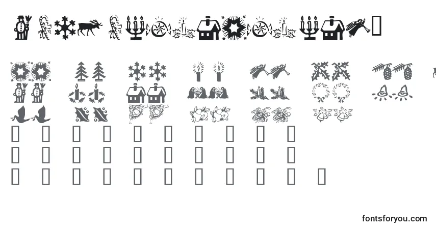 Czcionka KrChristmasTime2 – alfabet, cyfry, specjalne znaki