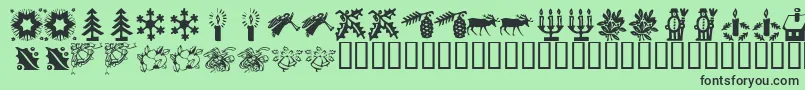 Шрифт KrChristmasTime2 – чёрные шрифты на зелёном фоне