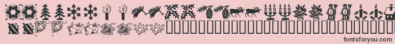 Saiba mais sobre a fonte KrChristmasTime2 Fonte KrChristmasTime2 – fontes pretas em um fundo rosa